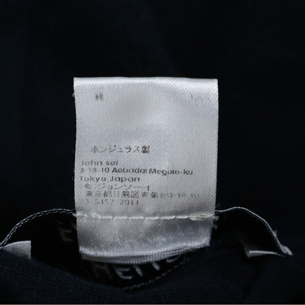 NO BRAND(ノーブランド) HELLOWS EXTRAFINE ハローズエクストラファイン 胸ロゴ 刺繍 半袖Tシャツ カットソー ブラック