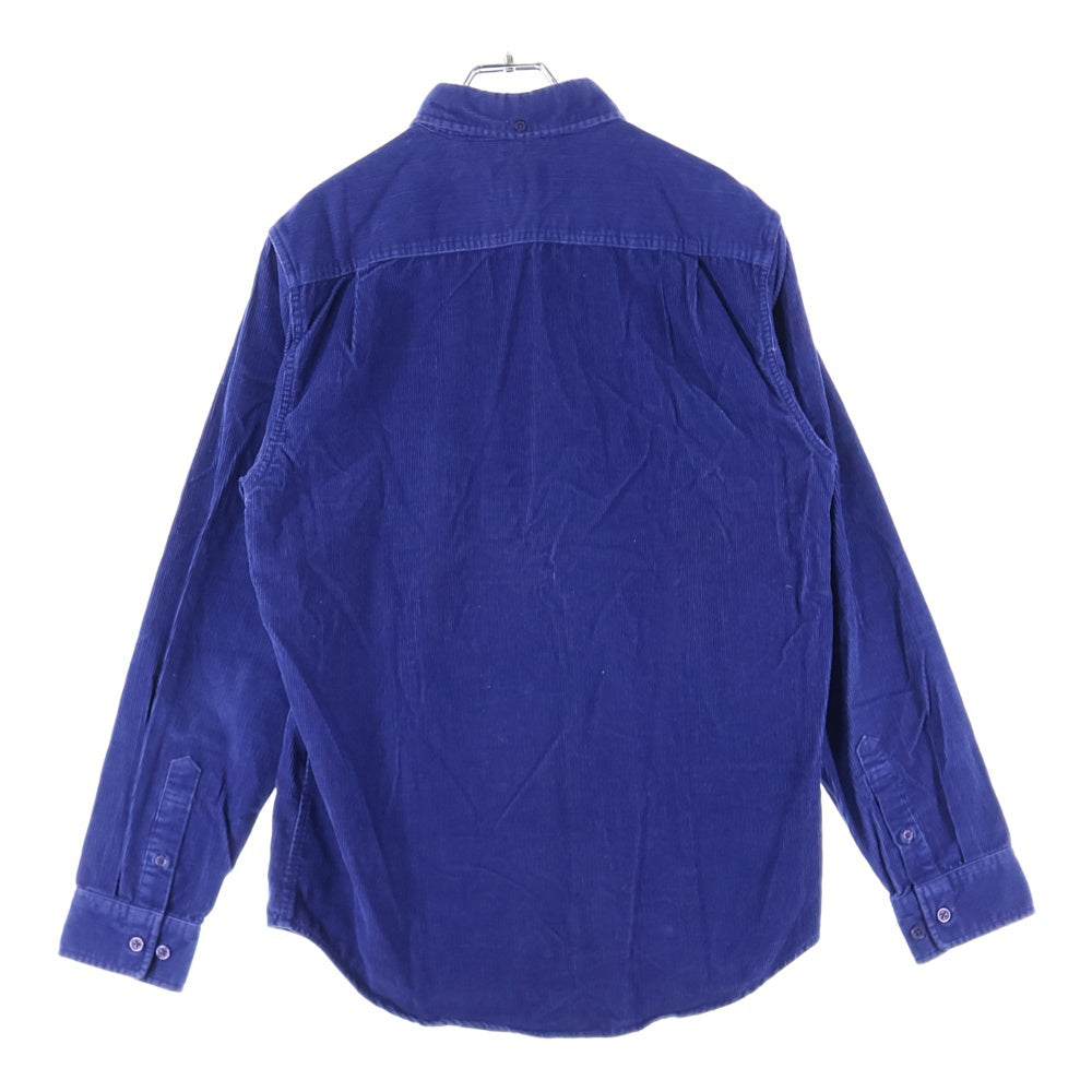SUPREME(シュプリーム) 18AW Corduroy Shirt コーデュロイ 胸ロゴ刺繍 クラシックロゴ 長袖シャツ ネイビー