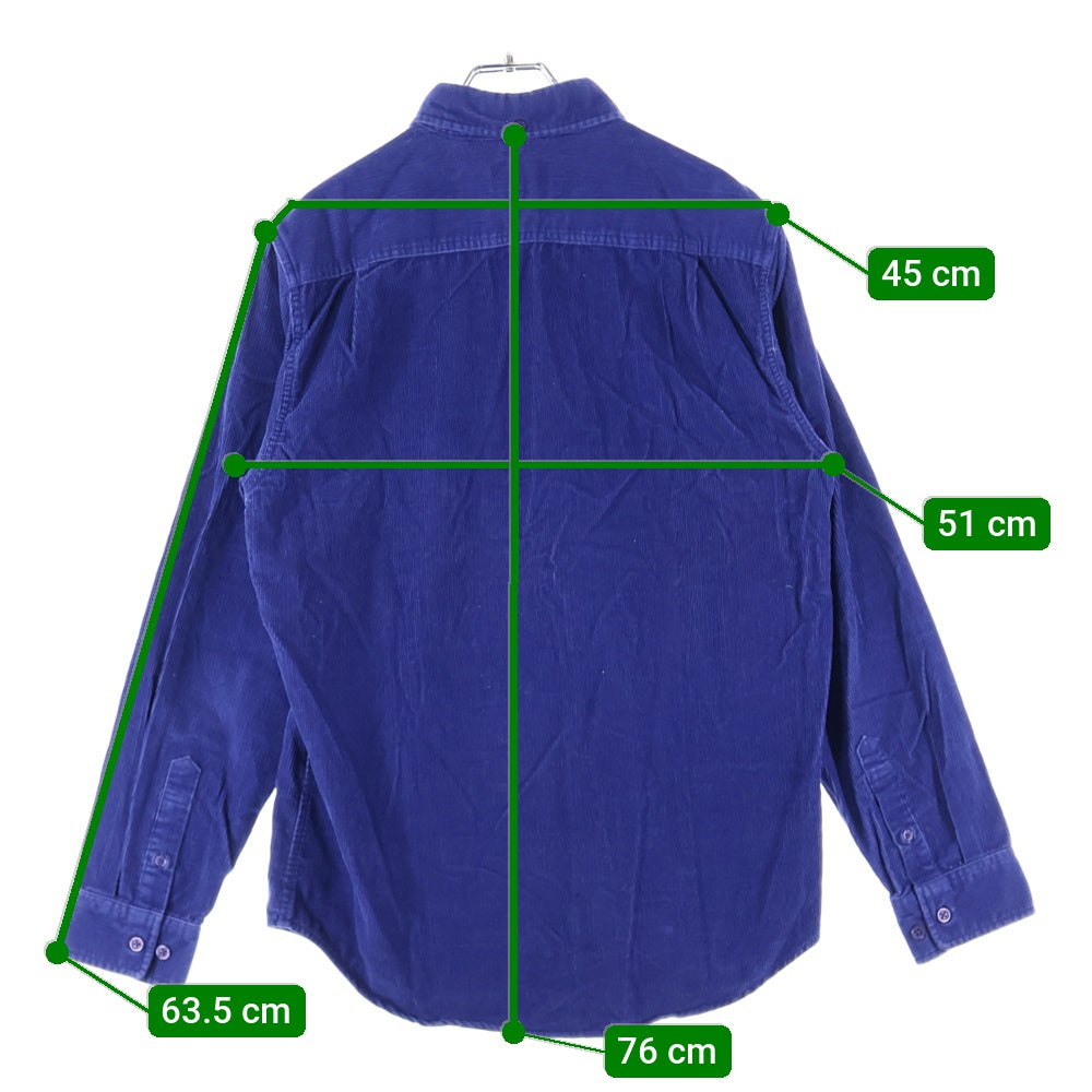 SUPREME(シュプリーム) 18AW Corduroy Shirt コーデュロイ 胸ロゴ刺繍 クラシックロゴ 長袖シャツ ネイビー