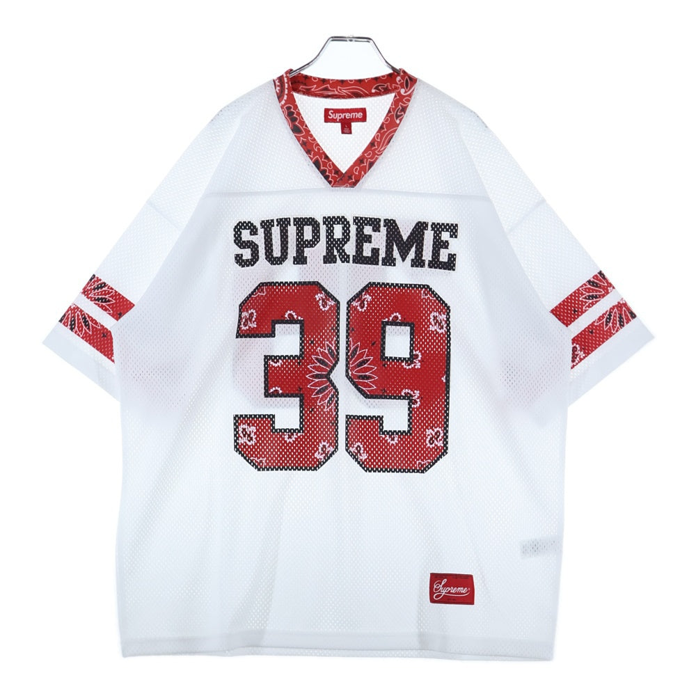 SUPREME(シュプリーム) 25SS Bandana Football Jersey バンダナ フットボール ジャージ メッシュ 半袖Tシャツ ホワイト/レッド