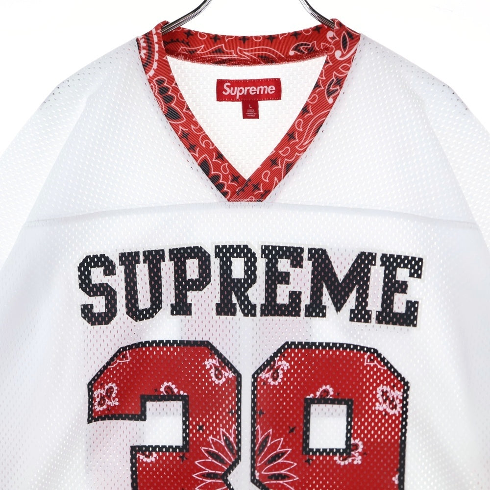 SUPREME(シュプリーム) 25SS Bandana Football Jersey バンダナ フットボール ジャージ メッシュ 半袖Tシャツ ホワイト/レッド