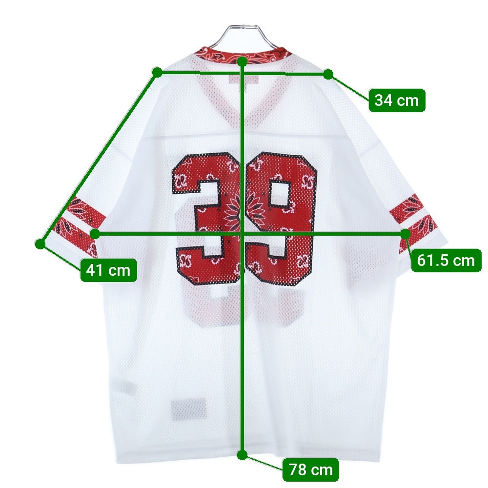 SUPREME(シュプリーム) 25SS Bandana Football Jersey バンダナ フットボール ジャージ メッシュ 半袖Tシャツ ホワイト/レッド
