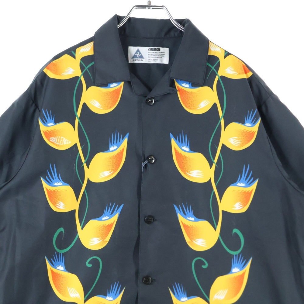 CHALLENGER(チャレンジャー) S/S FLAME LEAF SHIRT フレイム リーフ 総柄 半袖シャツ ブラック CLG-SH 023-004