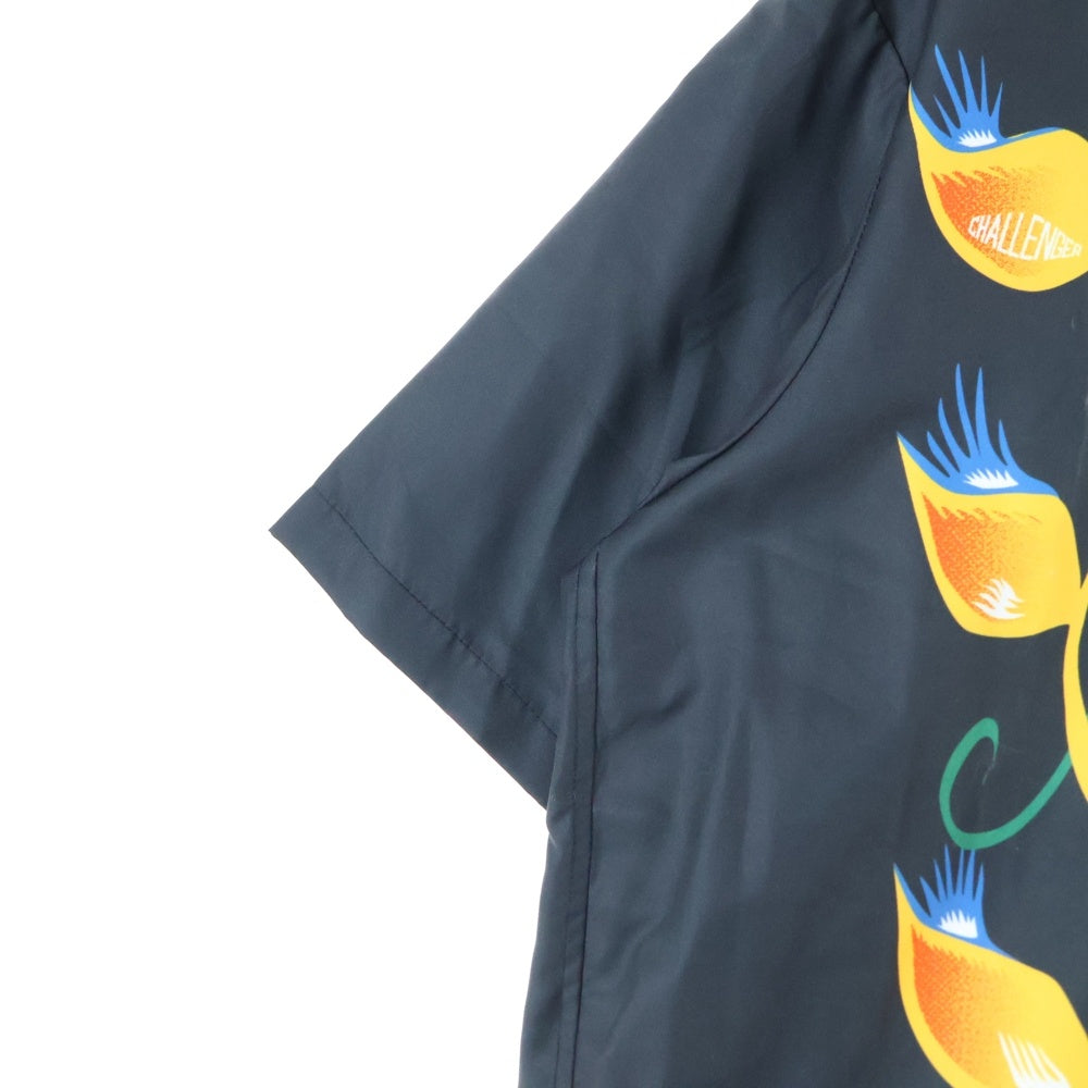 CHALLENGER(チャレンジャー) S/S FLAME LEAF SHIRT フレイム リーフ 総柄 半袖シャツ ブラック CLG-SH 023-004