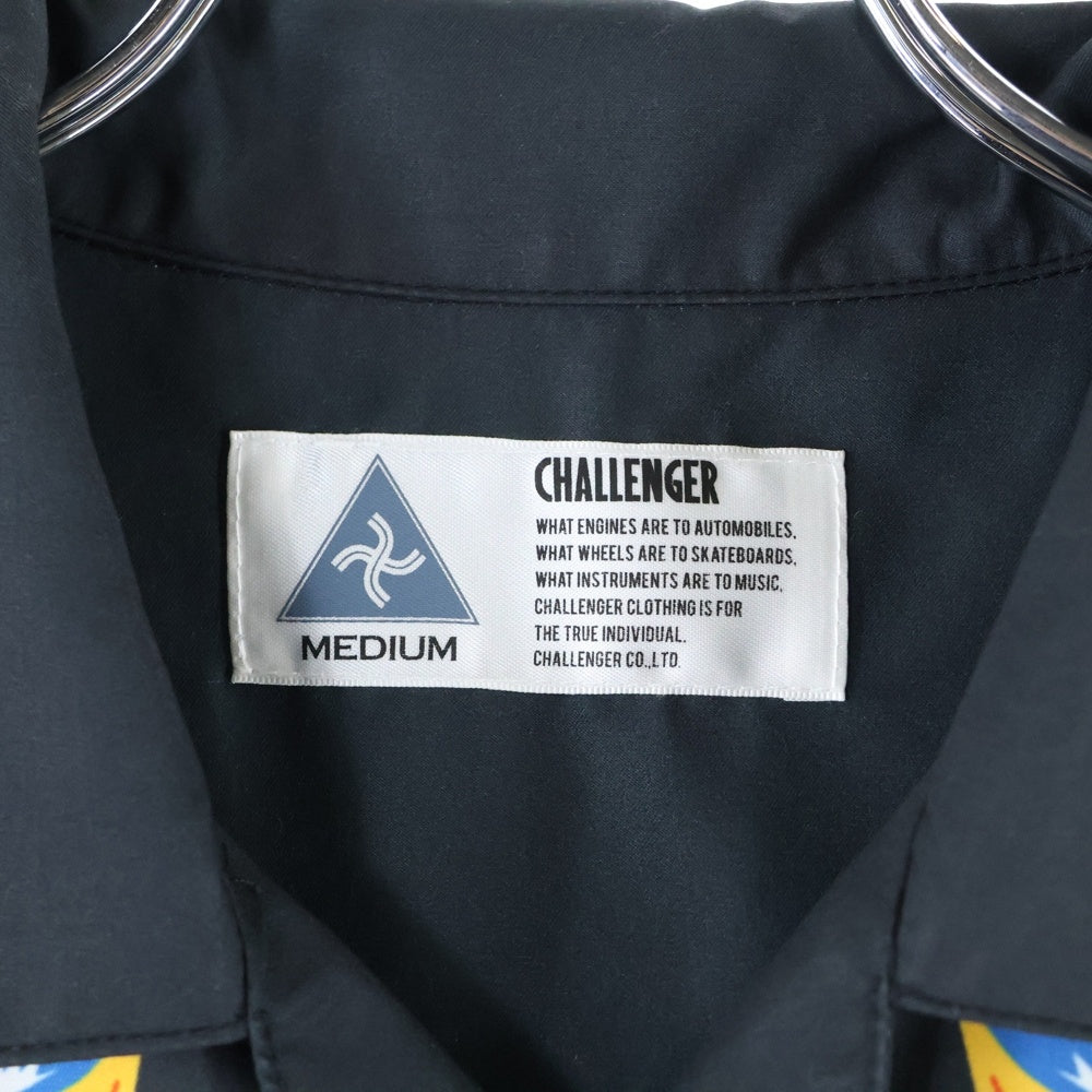 CHALLENGER(チャレンジャー) S/S FLAME LEAF SHIRT フレイム リーフ 総柄 半袖シャツ ブラック CLG-SH 023-004