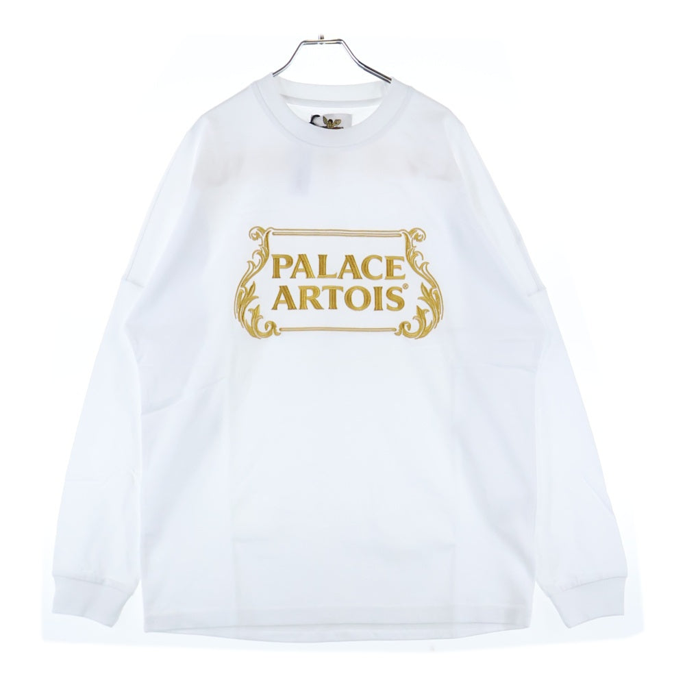 Palace Skateboards(パレススケートボーズ) 21SS x Stella Artois Drop Shoulder Long-Sleeve フロントロゴ刺繍 長袖Tシャツ ホワイト P20STES001