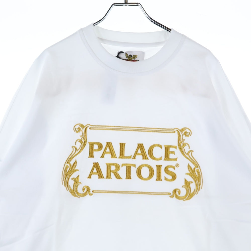 Palace Skateboards(パレススケートボーズ) 21SS x Stella Artois Drop Shoulder Long-Sleeve フロントロゴ刺繍 長袖Tシャツ ホワイト P20STES001
