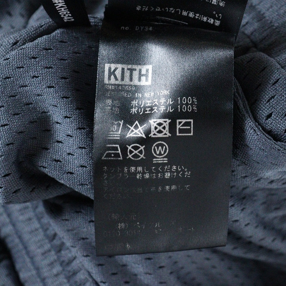 KITH(キス) ロゴ刺繍 メッシュ ハーフ ゲームパンツ ネイビー/ホワイト 21-032-060-0005-2-0
