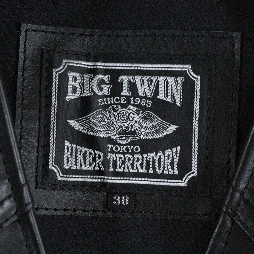 BIG TWIN(ビッグツイン) サイドレースアップ クロスコンチョ レザーベスト ブラック