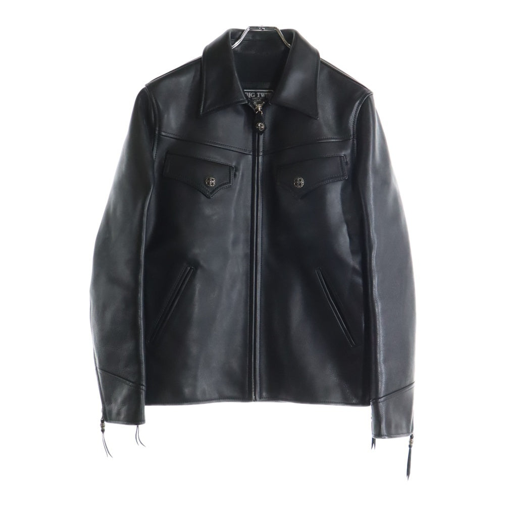 NO BRAND(ノーブランド) BIG TWIN ビッグツイン SINGLE RIDERS シングルライダース クロスコンチョ レザー ジャケット ブラック
