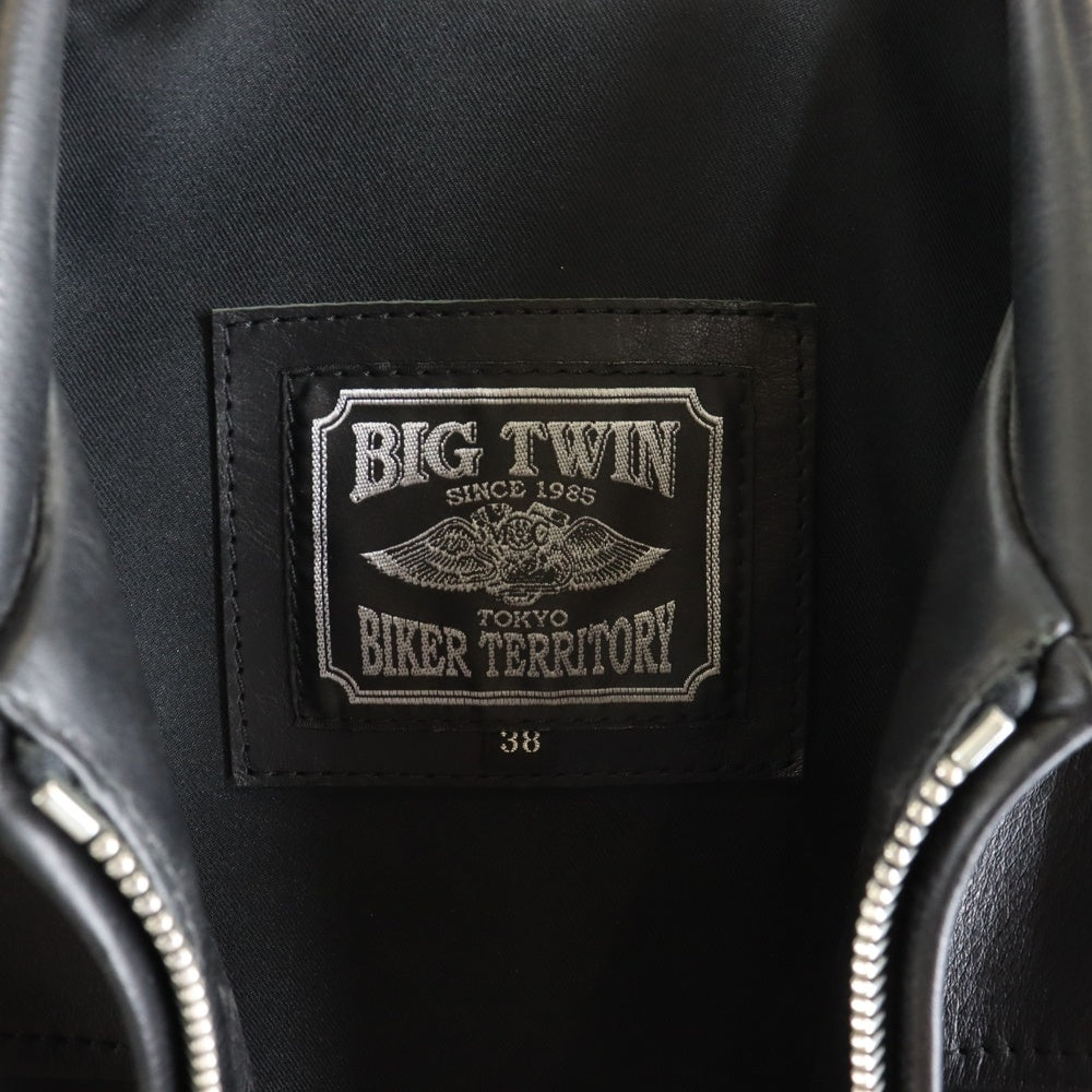 NO BRAND(ノーブランド) BIG TWIN ビッグツイン SINGLE RIDERS シングルライダース クロスコンチョ レザー ジャケット ブラック