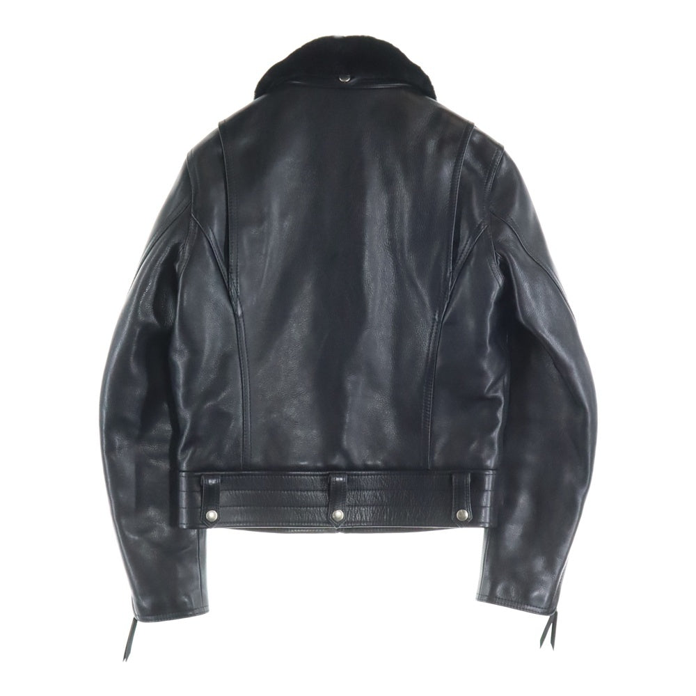 NO BRAND(ノーブランド) BIG TWIN ビッグツイン MOUTON SINGLE-D RIDERS ムートン シングルライダース 裏地キルティング Dポケット レザー ジャケット ブラック