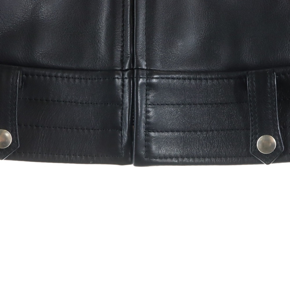 NO BRAND(ノーブランド) BIG TWIN ビッグツイン MOUTON SINGLE-D RIDERS ムートン シングルライダース 裏地キルティング Dポケット レザー ジャケット ブラック