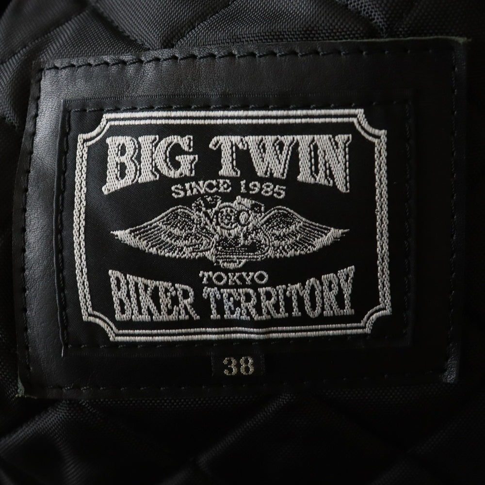 NO BRAND(ノーブランド) BIG TWIN ビッグツイン MOUTON SINGLE-D RIDERS ムートン シングルライダース 裏地キルティング Dポケット レザー ジャケット ブラック