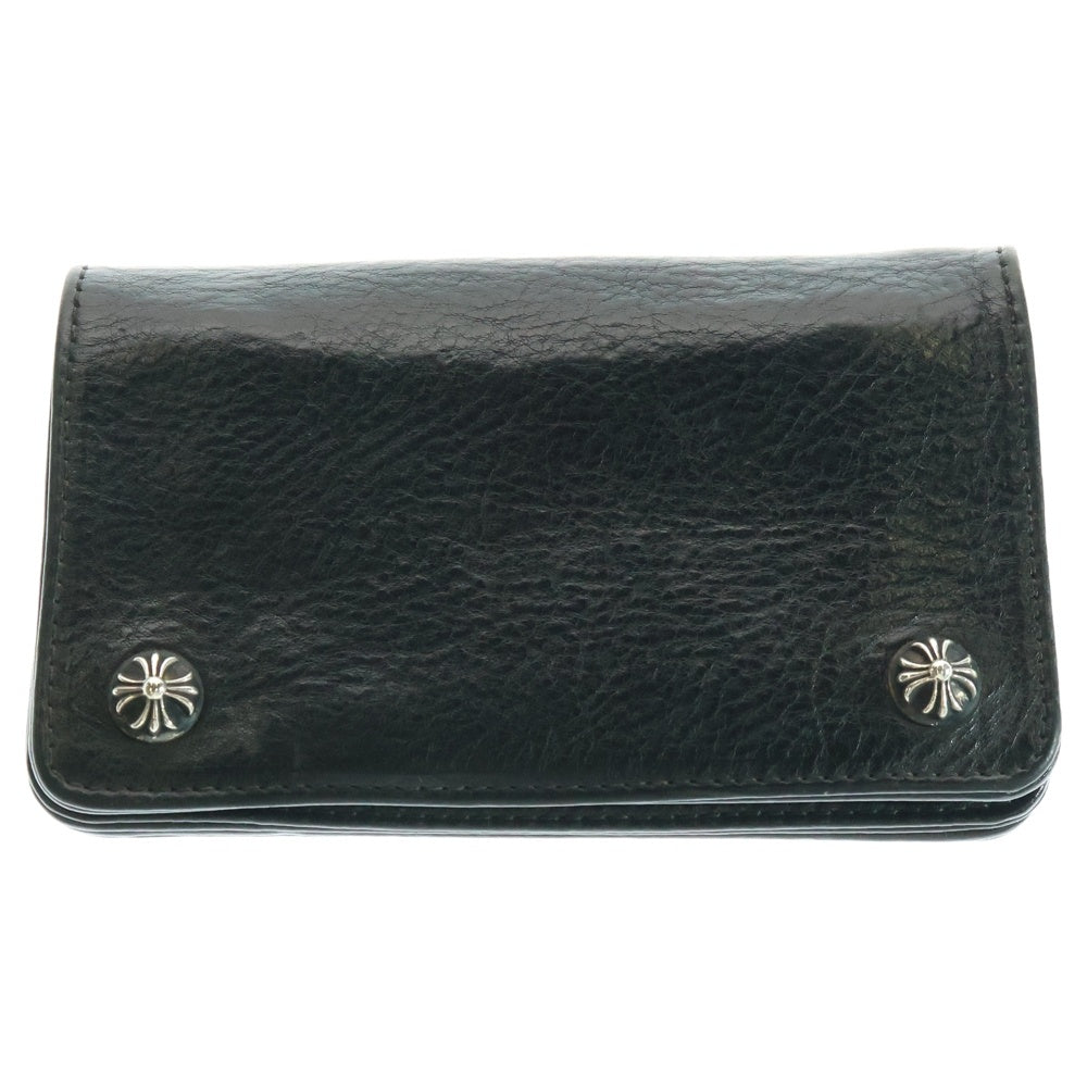 CHROME HEARTS(クロムハーツ) 1ZIP 1ジップ クロスボールボタン レザーウォレット 財布 ブラック BCA362