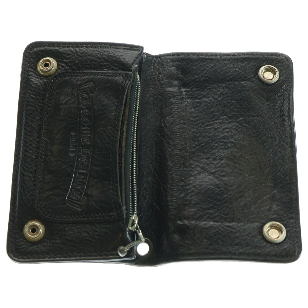 CHROME HEARTS(クロムハーツ) 1ZIP 1ジップ クロスボールボタン レザーウォレット 財布 ブラック BCA362