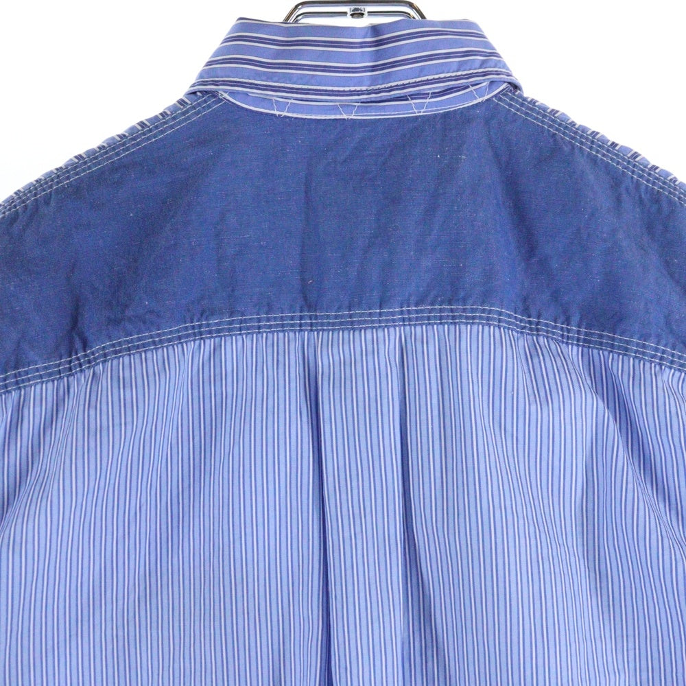 JUNYA WATANABE COMME des GARCONS(ジュンヤワタナベ コムデギャルソン) Striped Oversized Shirt with Pop Art Patch パッチ ストライプ長袖シャツ ブルー/ホワイト