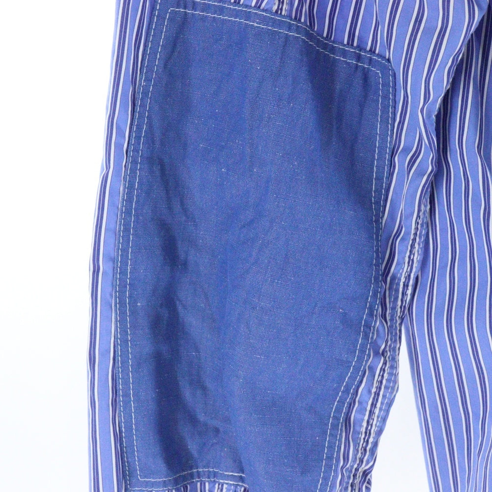 JUNYA WATANABE COMME des GARCONS(ジュンヤワタナベ コムデギャルソン) Striped Oversized Shirt with Pop Art Patch パッチ ストライプ長袖シャツ ブルー/ホワイト