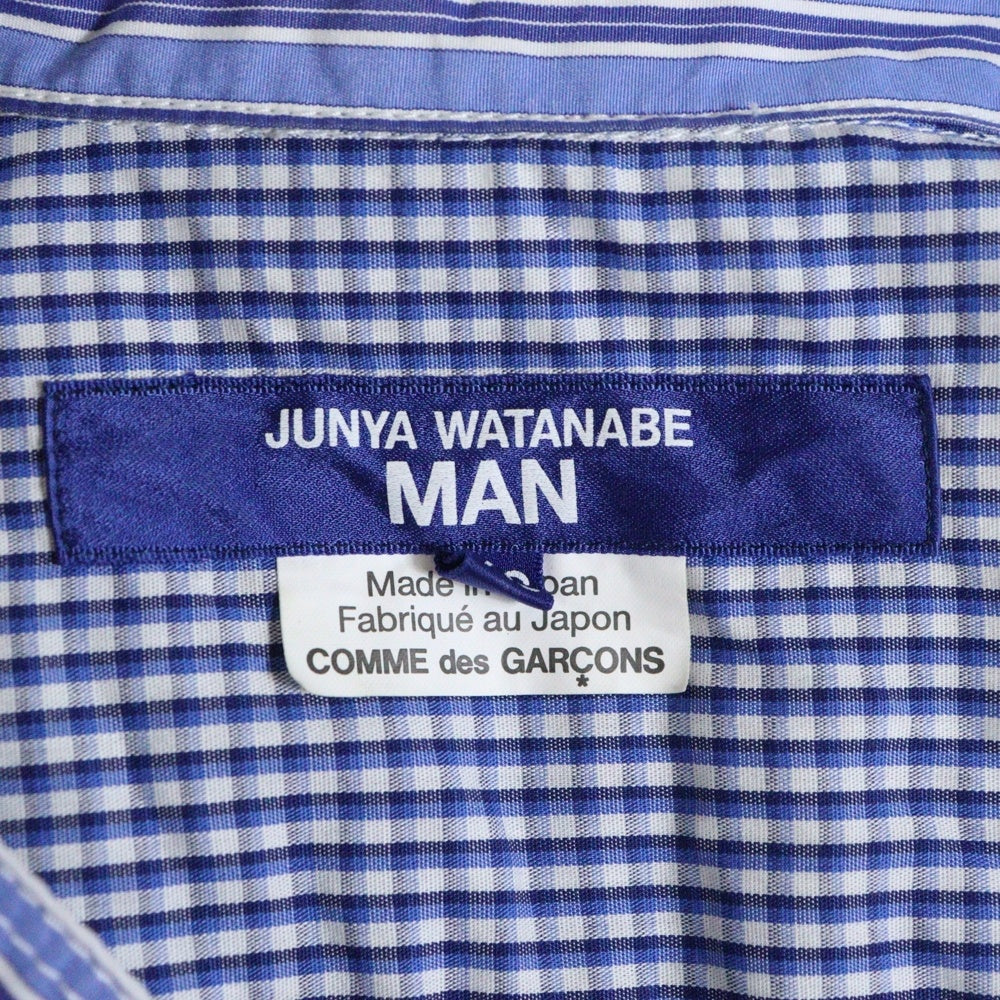 JUNYA WATANABE COMME des GARCONS(ジュンヤワタナベ コムデギャルソン) Striped Oversized Shirt with Pop Art Patch パッチ ストライプ長袖シャツ ブルー/ホワイト