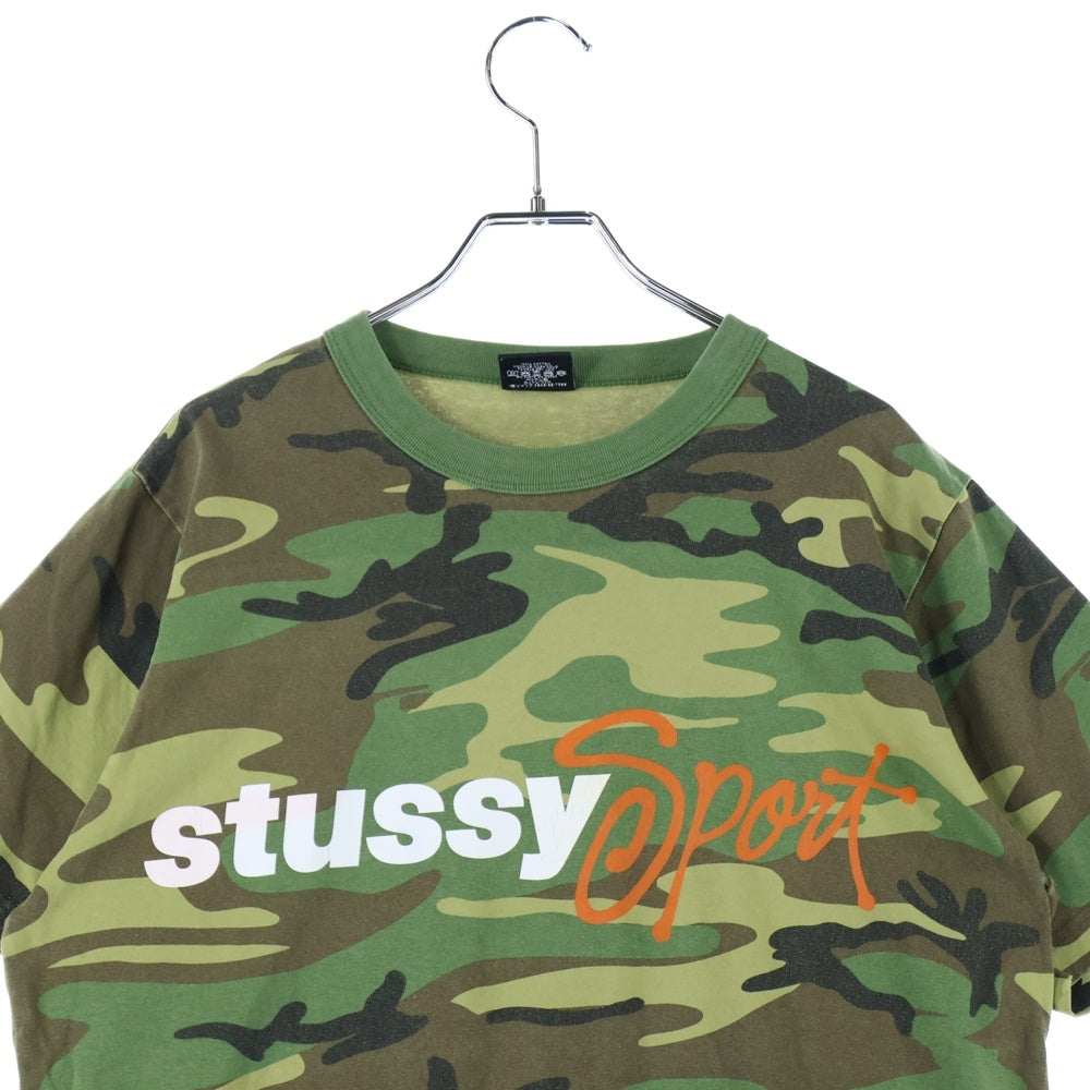 STUSSY(ステューシー) 24SS Sport Script スポート スクリプト クルーネック 半袖Tシャツ カットソー カーキ