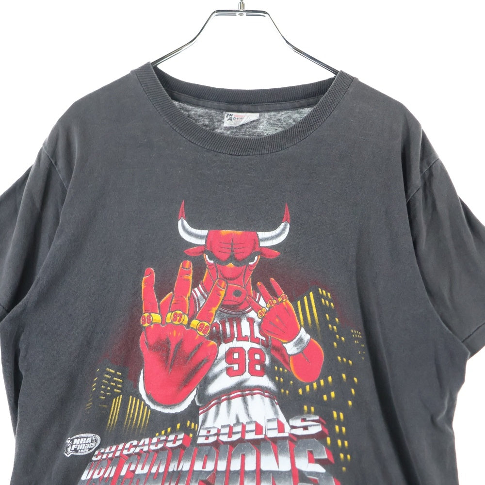 VINTAGE(ヴィンテージ) 90s NBA CAMPIONS シカゴブルズ NBA優勝記念 クルーネック 半袖Tシャツ カットソー ブラック