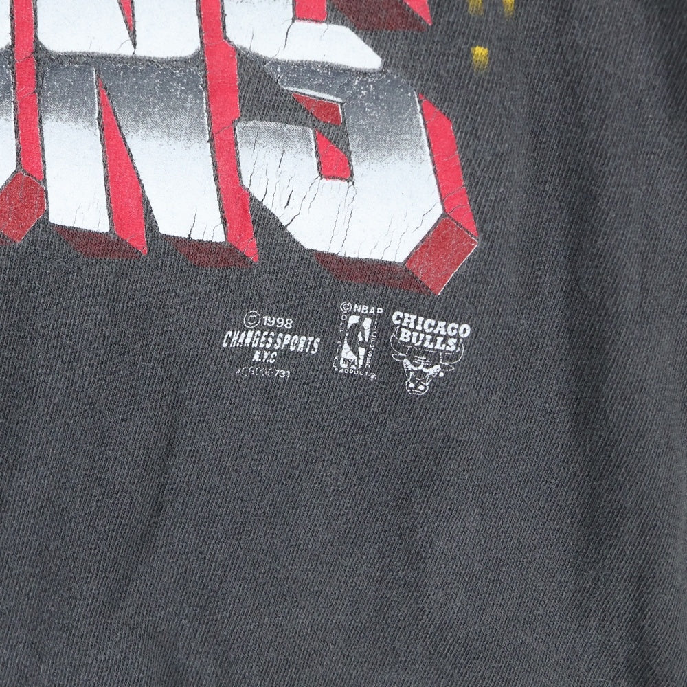 VINTAGE(ヴィンテージ) 90s NBA CAMPIONS シカゴブルズ NBA優勝記念 クルーネック 半袖Tシャツ カットソー ブラック