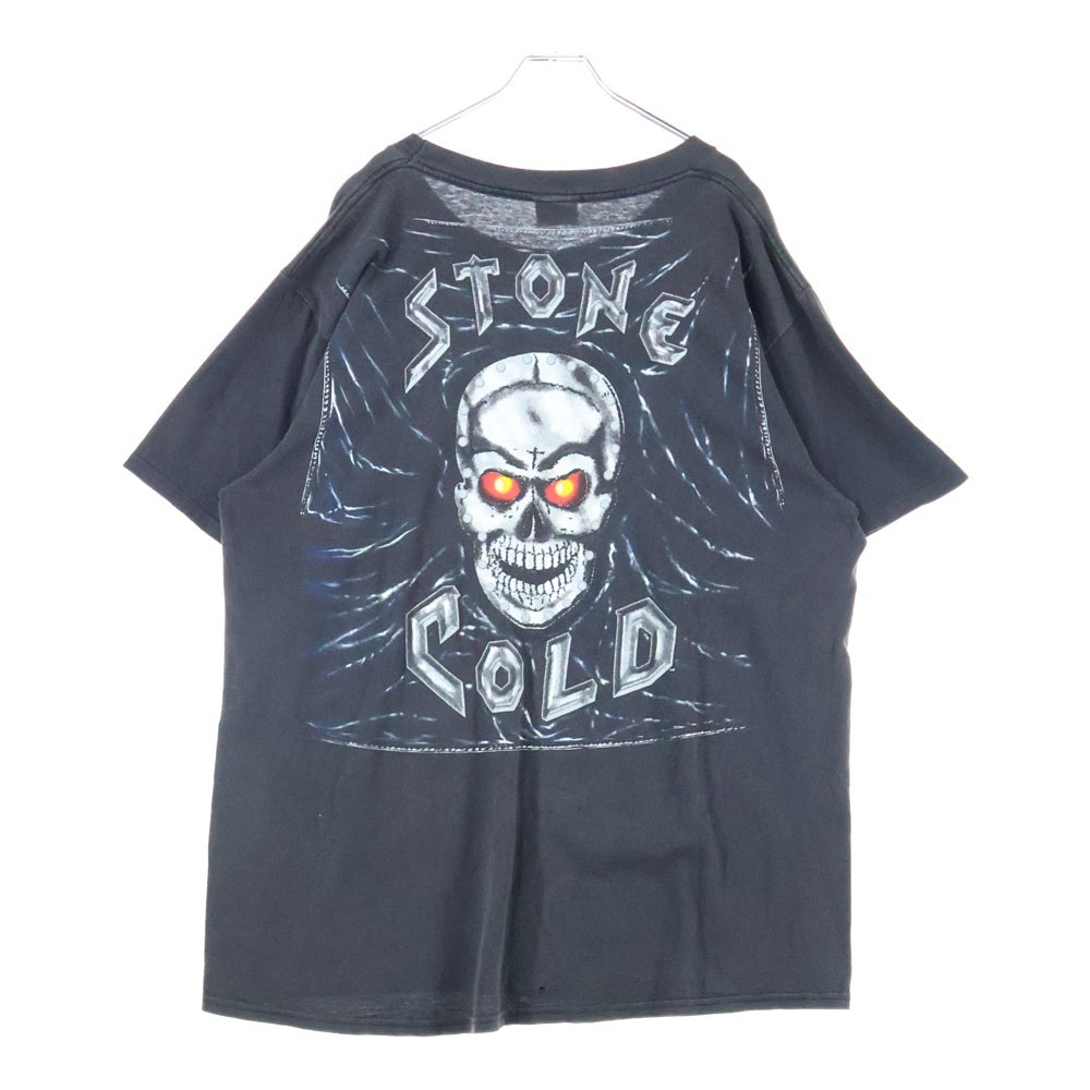 VINTAGE(ヴィンテージ) 90s WWF Stone Cold Austin ストーン・コールド・スティーブ・オースティン 3:16 スカルプリント クルーネック 半袖Tシャツ カットソー ブラック