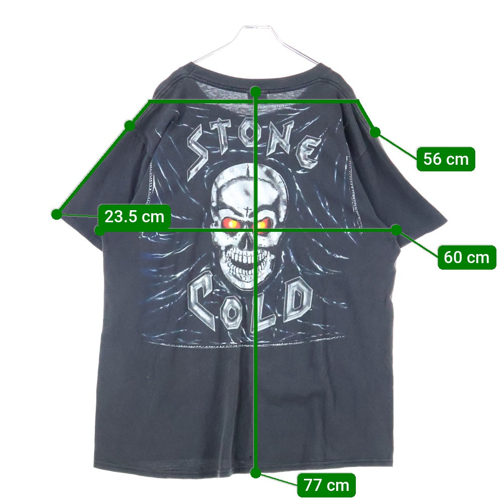 VINTAGE(ヴィンテージ) 90s WWF Stone Cold Austin ストーン・コールド・スティーブ・オースティン 3:16 スカルプリント クルーネック 半袖Tシャツ カットソー ブラック