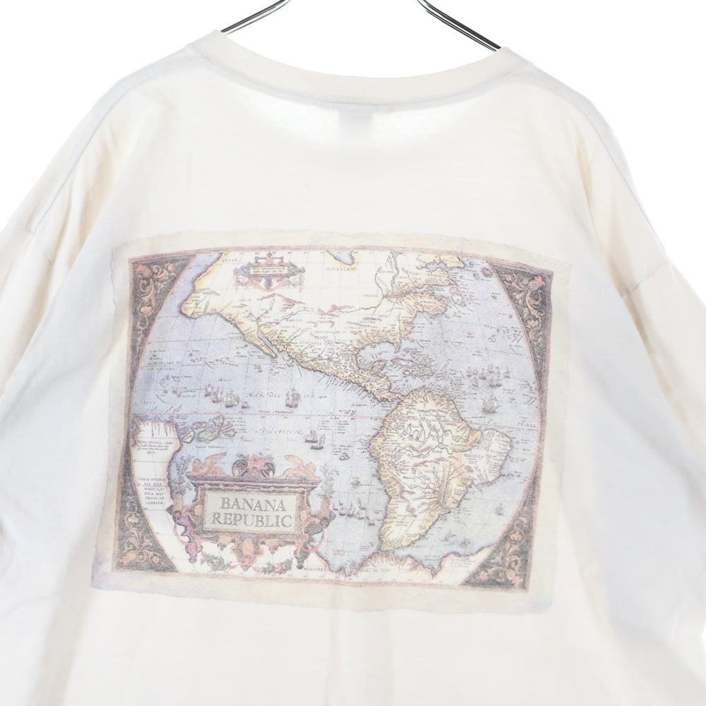 VINTAGE(ヴィンテージ) 90s Banana Republic バナナリパブリック 世界地図プリント クルーネック 半袖Tシャツ カットソー ホワイト