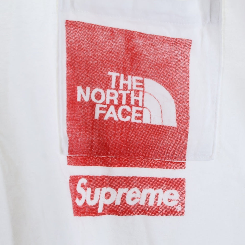 SUPREME(シュプリーム) 23SS ×THE NORTH FACE Printed Pocket Tee ザ ノースフェイス ポケット ロゴプリント クルーネック 半袖Tシャツカットソー ホワイト NT02309I