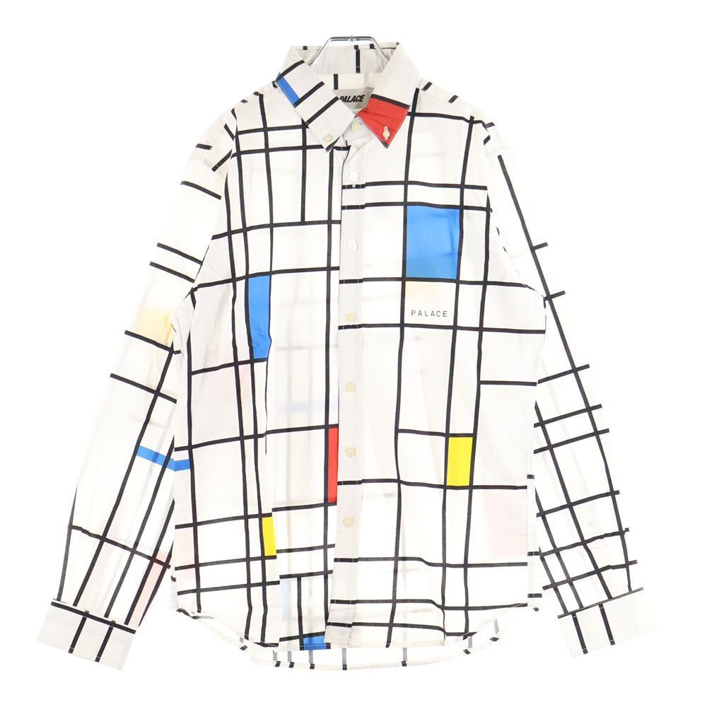 Palace Skateboards(パレススケートボーズ) 19SS Mondo Shirt モンドリアン 総柄 ボタンダウン 長袖シャツ ホワイト
