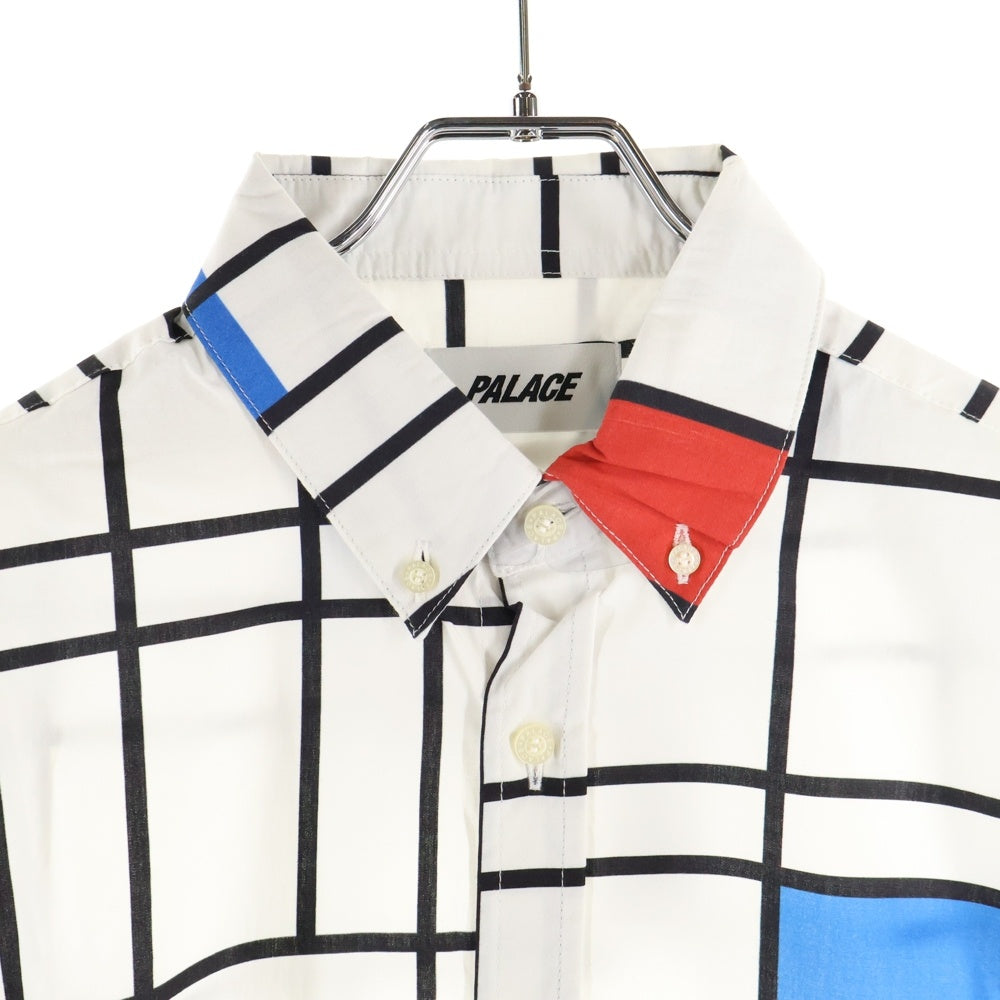Palace Skateboards(パレススケートボーズ) 19SS Mondo Shirt モンドリアン 総柄 ボタンダウン 長袖シャツ ホワイト