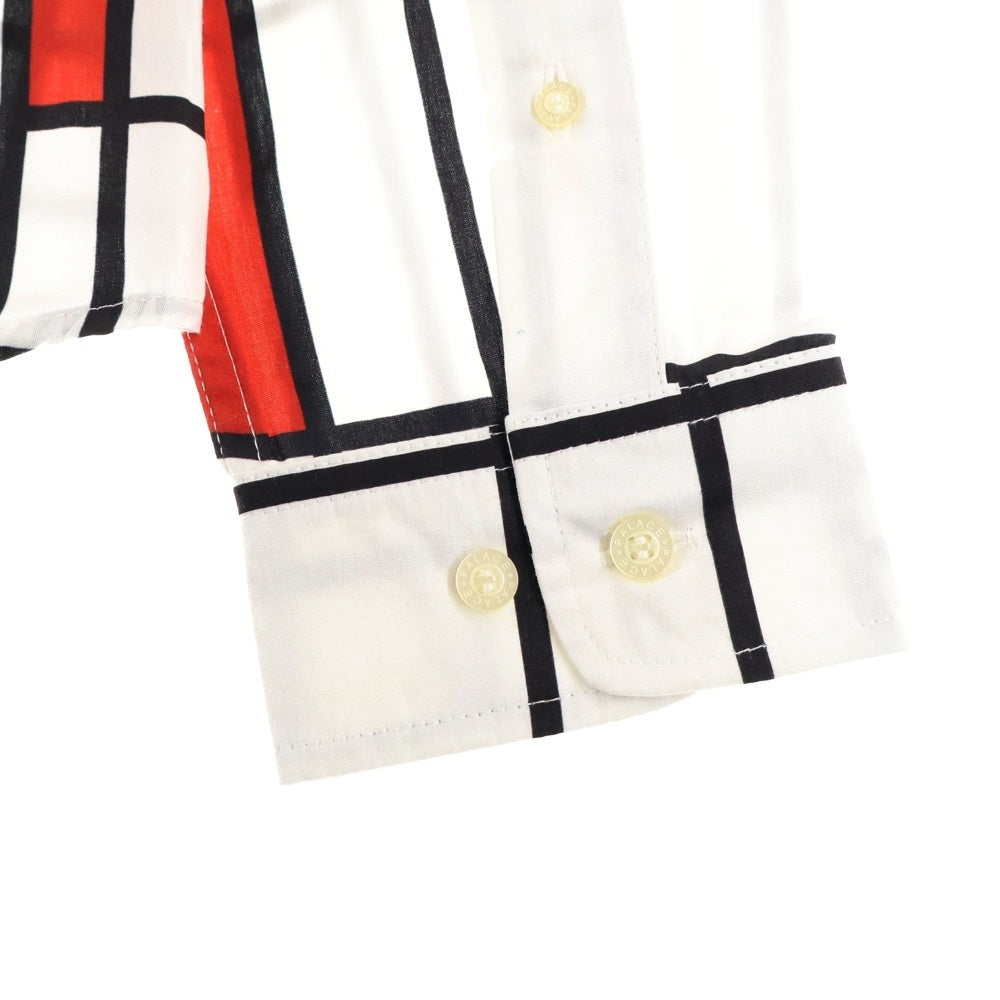 Palace Skateboards(パレススケートボーズ) 19SS Mondo Shirt モンドリアン 総柄 ボタンダウン 長袖シャツ ホワイト
