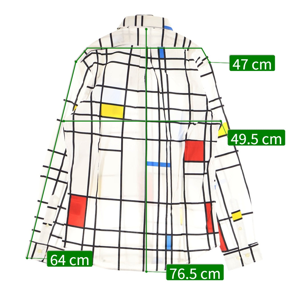Palace Skateboards(パレススケートボーズ) 19SS Mondo Shirt モンドリアン 総柄 ボタンダウン 長袖シャツ ホワイト