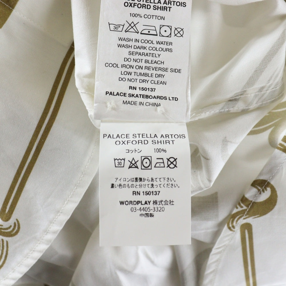 Palace Skateboards(パレススケートボーズ) 21SS × Stella Artois Oxford Shirt ステラ・アルトワ 総柄 オックスフォード 長袖シャツ ホワイト