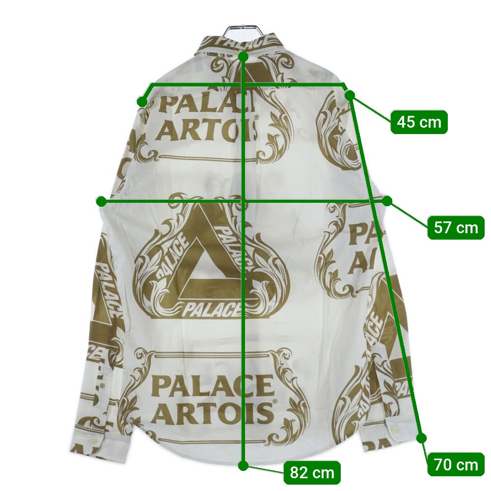 Palace Skateboards(パレススケートボーズ) 21SS × Stella Artois Oxford Shirt ステラ・アルトワ 総柄 オックスフォード 長袖シャツ ホワイト