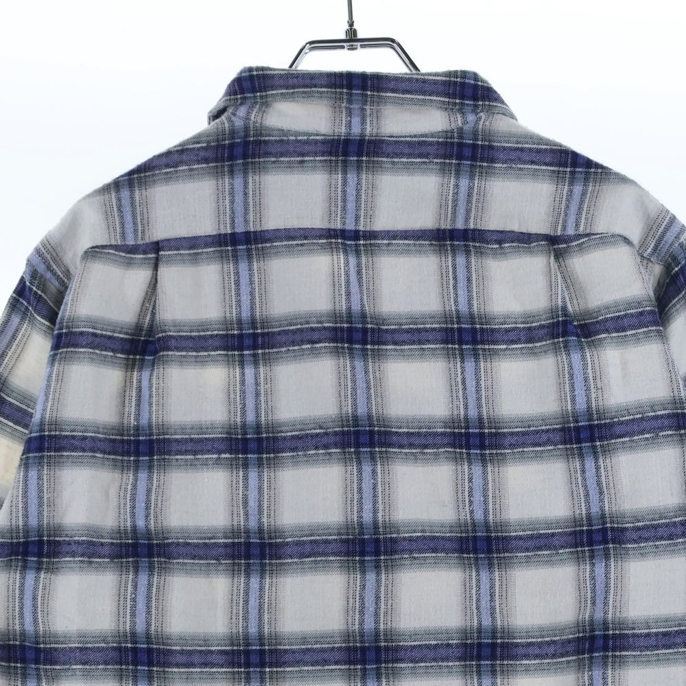 BELAFONTE(ベラフォンテ) オンブレ オープンカラー ネルシャツ チェック 長袖シャツ ブルー