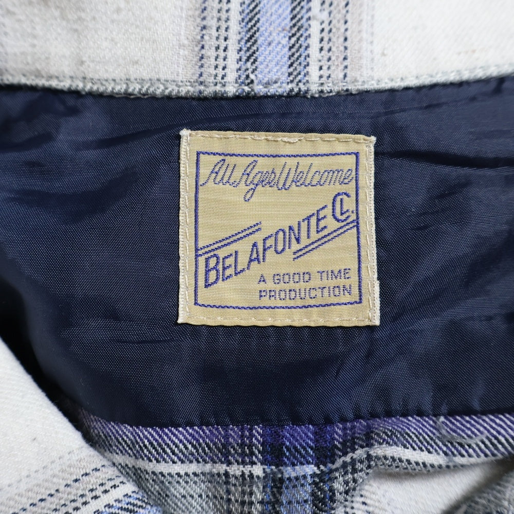 BELAFONTE(ベラフォンテ) オンブレ オープンカラー ネルシャツ チェック 長袖シャツ ブルー