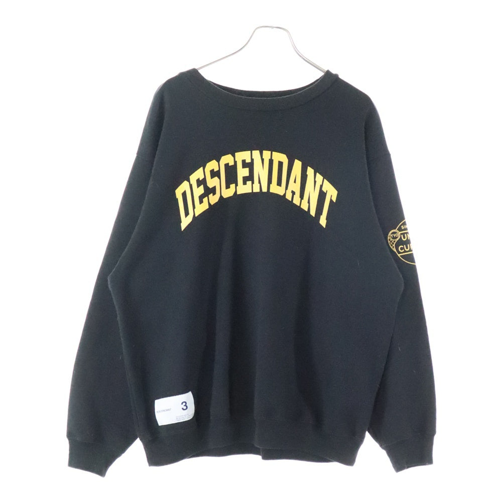 DESCENDANT(ディセンダント) 21AW TEAM CREW NECK SWEAT SHIRT フロントロゴ クルーネック トレーナー ブラック