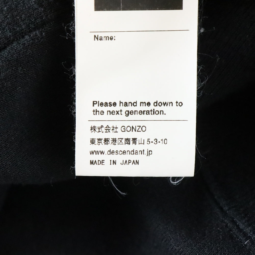 DESCENDANT(ディセンダント) 21AW TEAM CREW NECK SWEAT SHIRT フロントロゴ クルーネック トレーナー ブラック