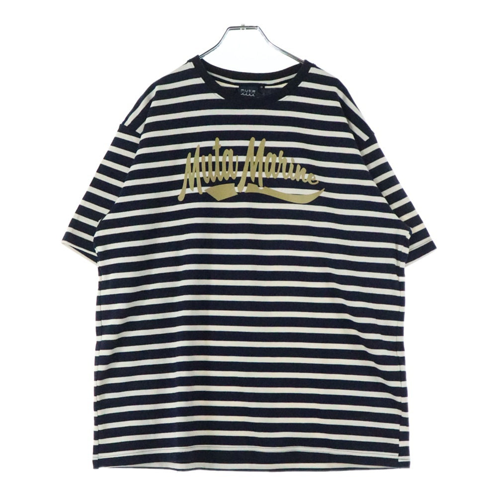 muta(ムータ) MARINE マルニー リンガーボーダー半袖Tシャツカットソー ネイビー/ホワイト MMJC-434426-NVWH