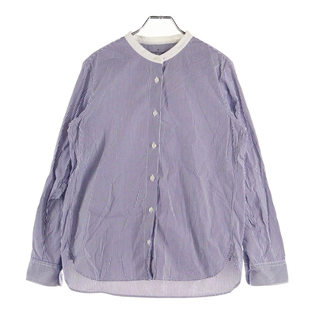 無印良品(ムジルシヨウヒン) ストライプ 長袖シャツ ブルー/ホワイト