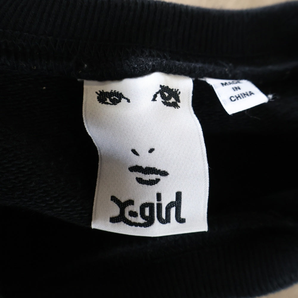 X-GIRL(エックスガール) BIG SWEAT TOP クルーネックスウェットトレーナー ブラック/ブラウン 105213012008