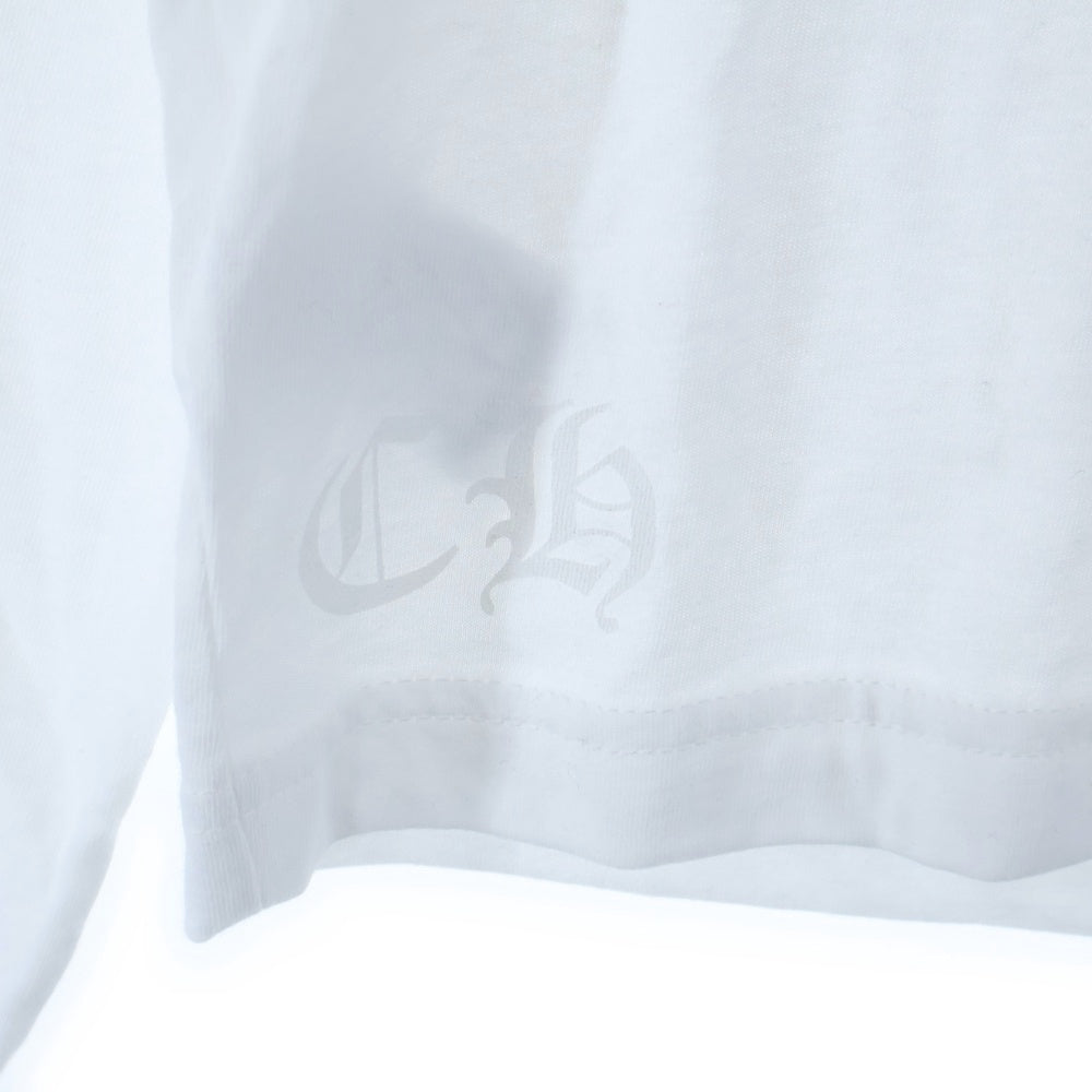 CHROME HEARTS(クロムハーツ) Old English Neck Logo L/S Tee ネック ロゴ プリント 長袖Tシャツ ホワイト