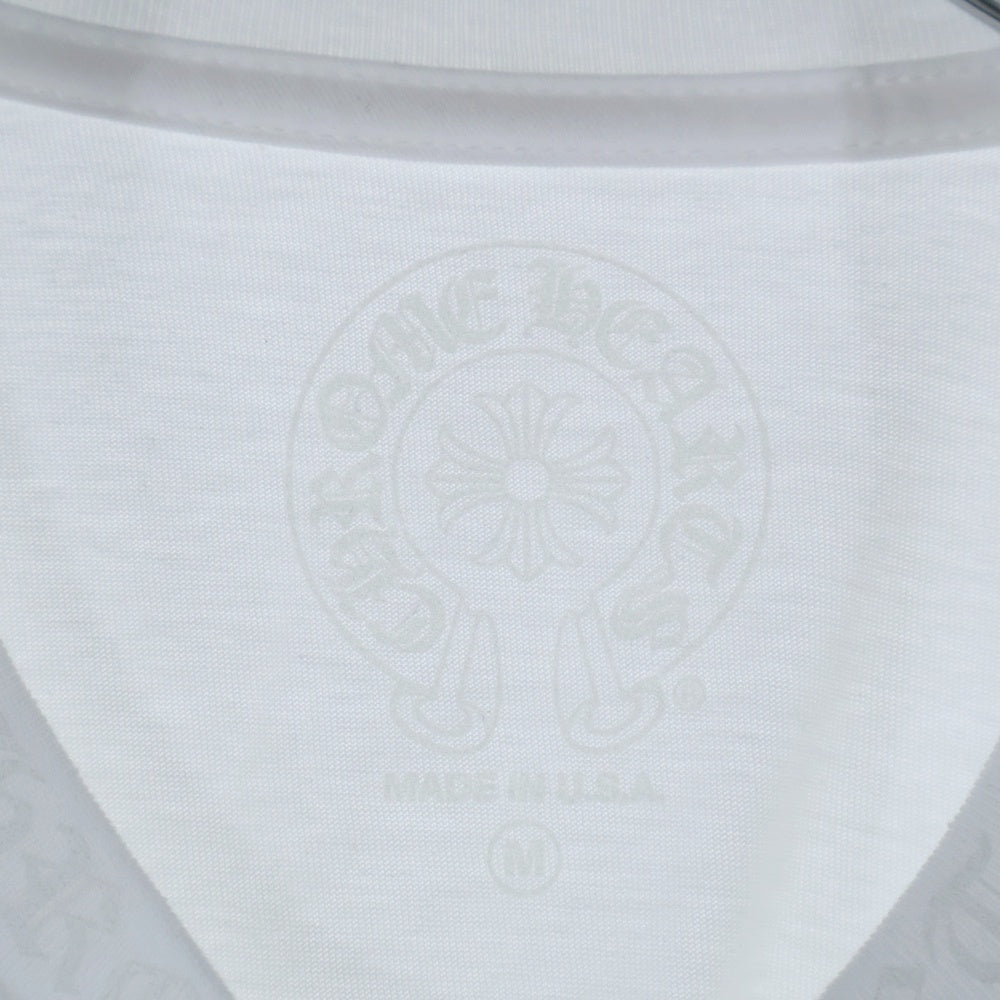 CHROME HEARTS(クロムハーツ) Old English Neck Logo L/S Tee ネック ロゴ プリント 長袖Tシャツ ホワイト