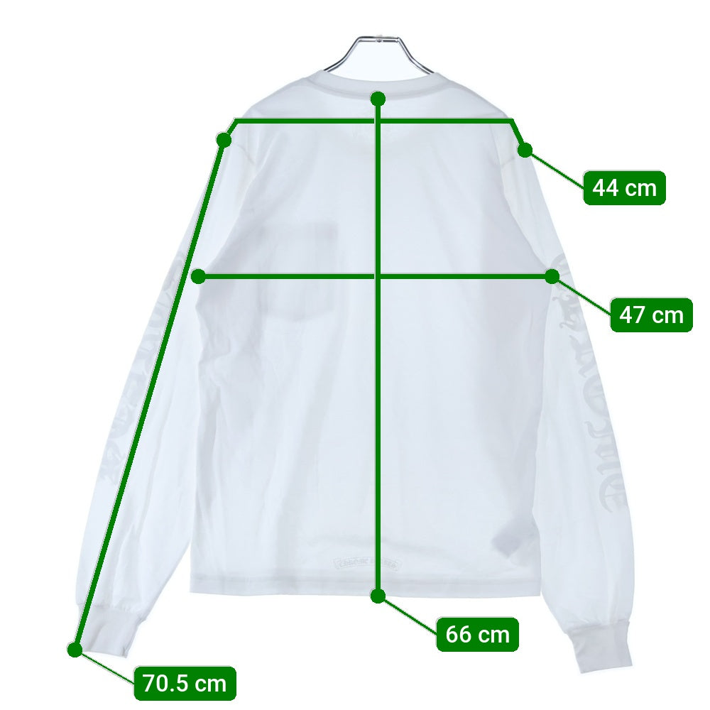 CHROME HEARTS(クロムハーツ) Old English Neck Logo L/S Tee ネック ロゴ プリント 長袖Tシャツ ホワイト