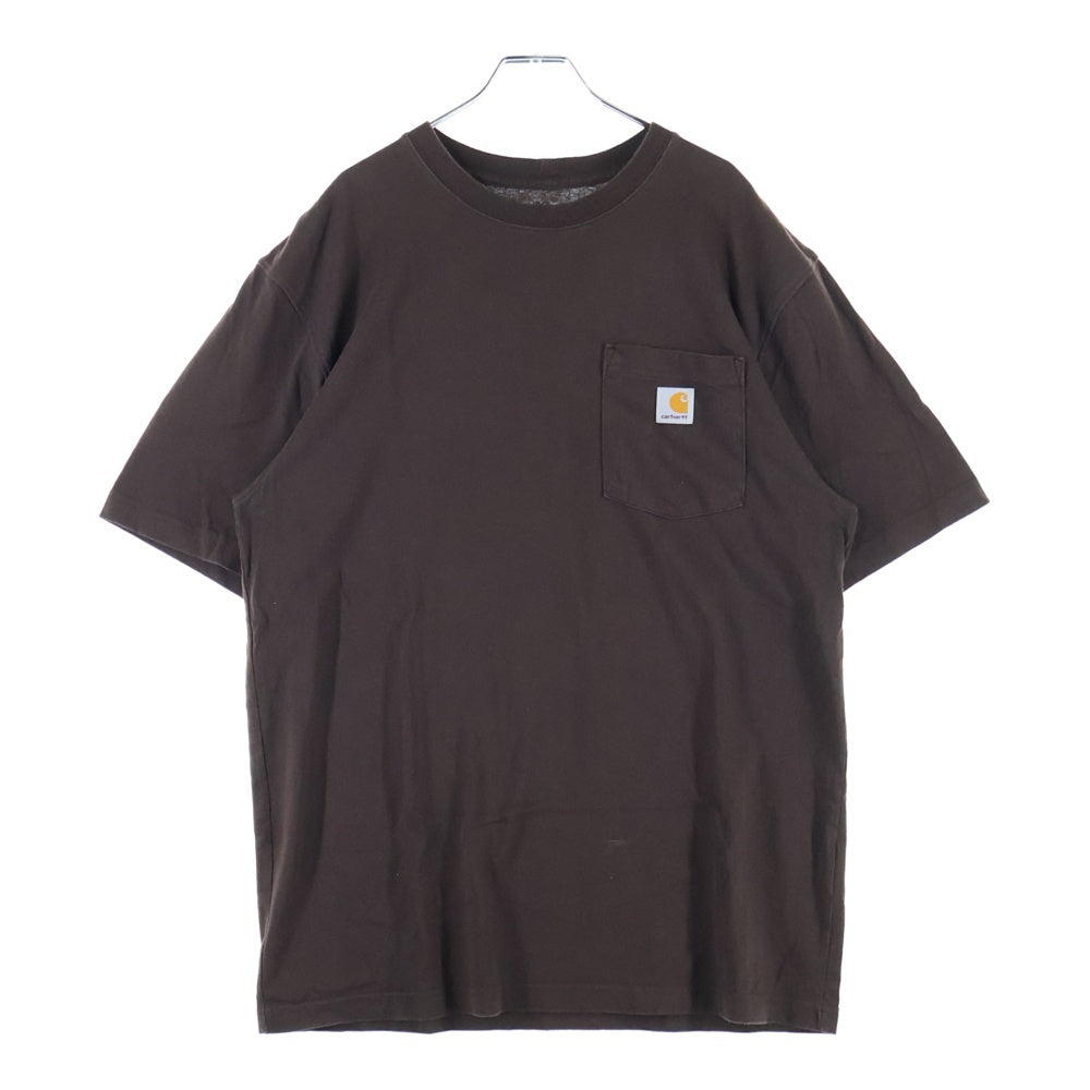 CARHARTT(カーハート) ロゴパッチ 右ポケット クルーネック半袖Tシャツ カットソー ブラウン