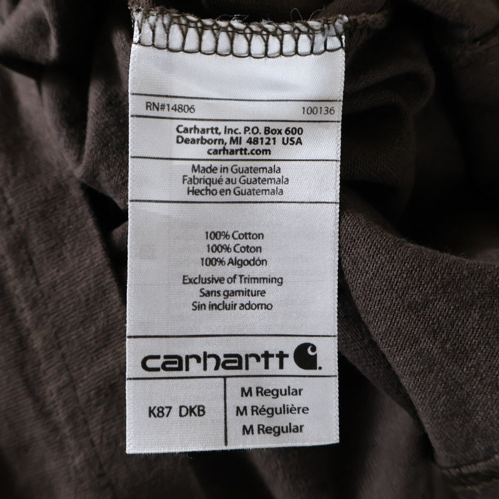 CARHARTT(カーハート) ロゴパッチ 右ポケット クルーネック半袖Tシャツ カットソー ブラウン