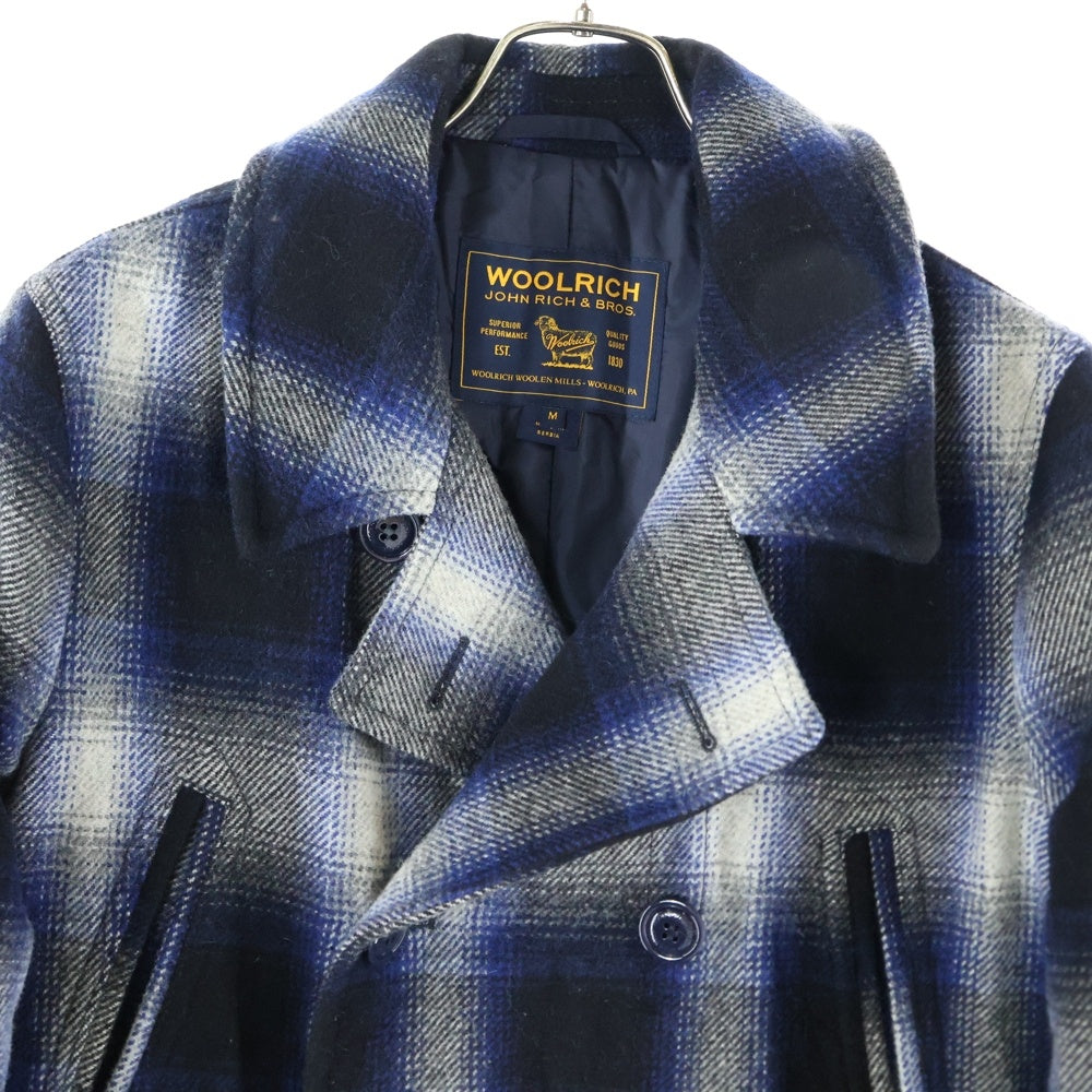WOOLRICH(ウールリッチ) × JCREW US限定 JCREW別注 オンブレチェック ウール Pコート ロングコート ブルー 102MWOCPS1682HM01