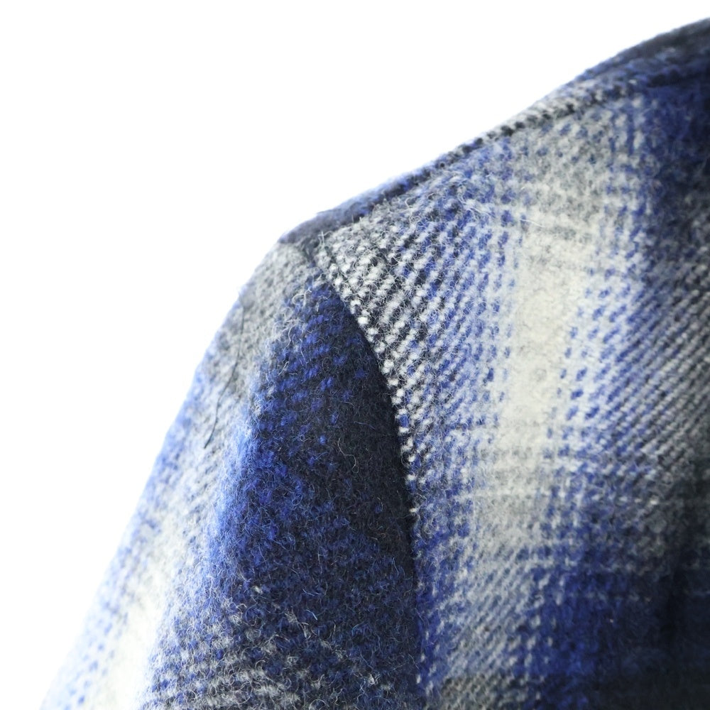 WOOLRICH(ウールリッチ) × JCREW US限定 JCREW別注 オンブレチェック ウール Pコート ロングコート ブルー 102MWOCPS1682HM01